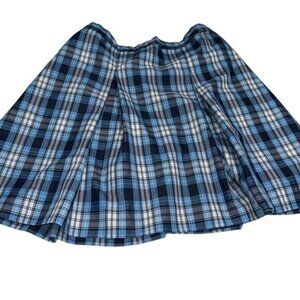 Dennis Blue Plaid Junior Skirt Elastic Waist 100% Polyester Size J15